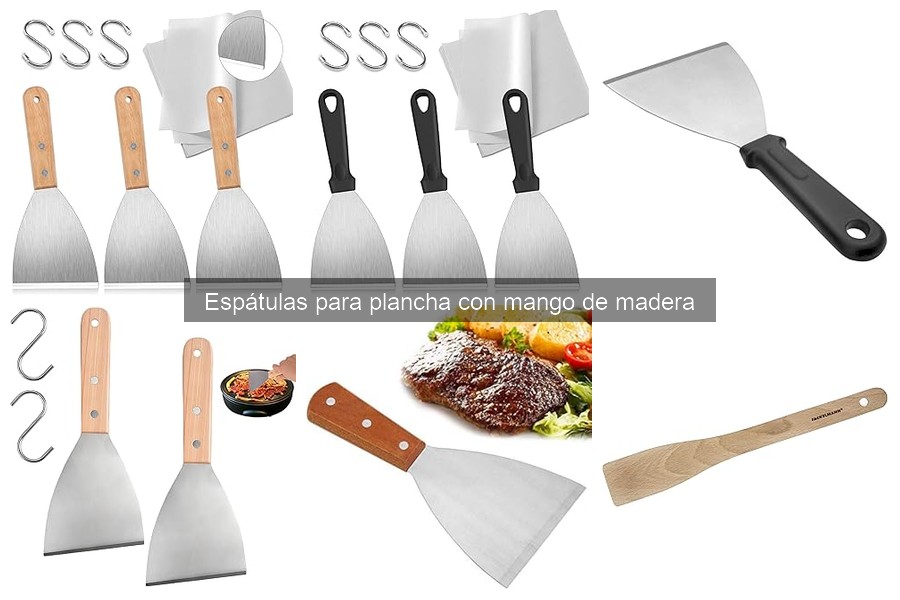 Tipos de espátulas para plancha con mango de madera